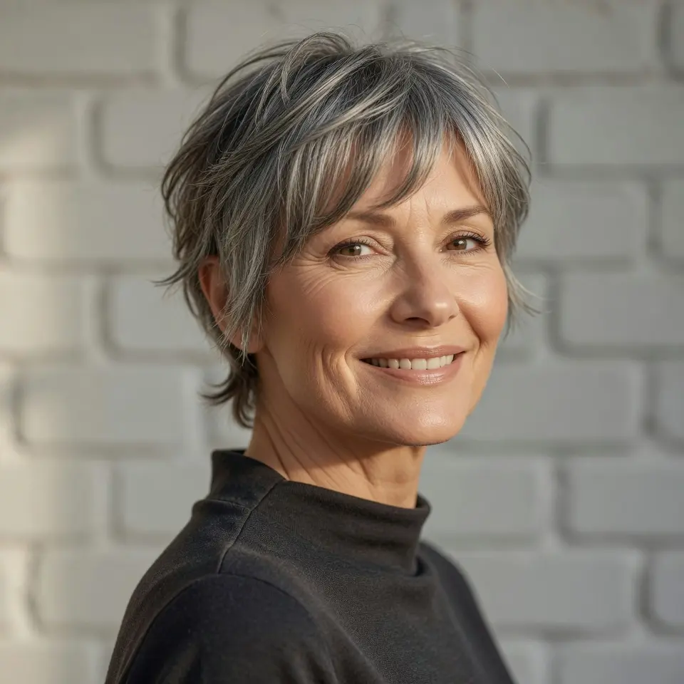 #13 Long Textured Pixie Cut with Wispy Bangs