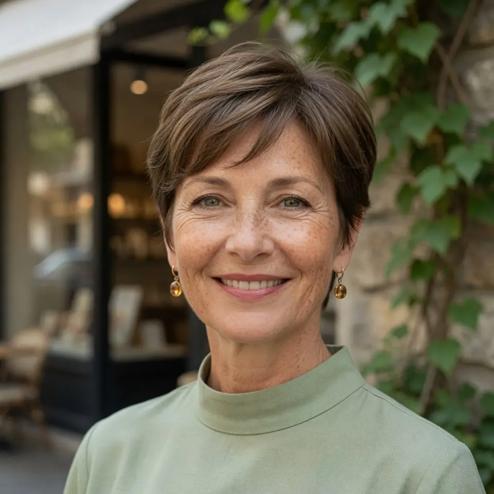 #14 Textured Chestnut Tapered Pixie Cut