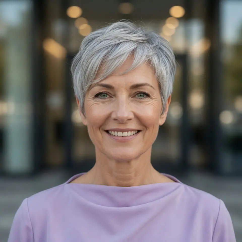 #14 Stylish Short Pixie Cut with Soft Silver Highlights