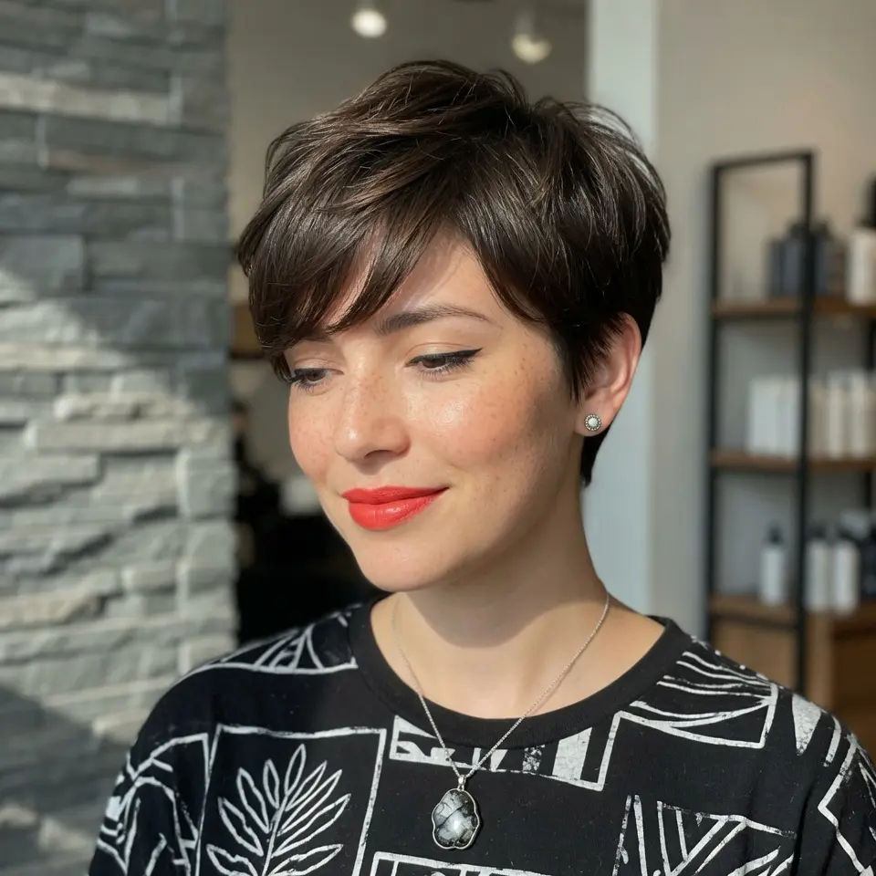 #14 Side-Swept Textured Pixie Cut