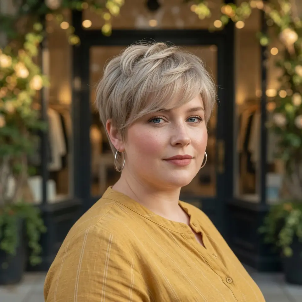 #16 Soft Ash-Blonde Layered Long Pixie with Tapered Nape