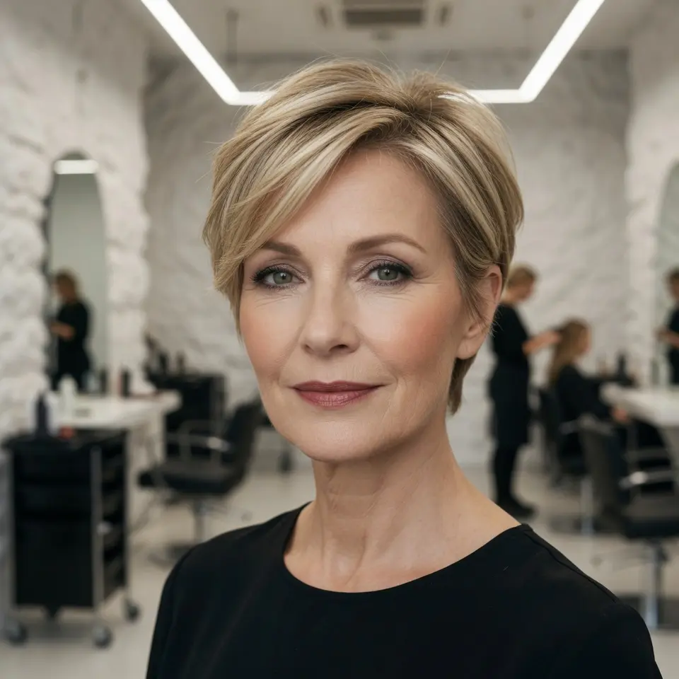 #2 Blonde Long Pixie with a Side Part