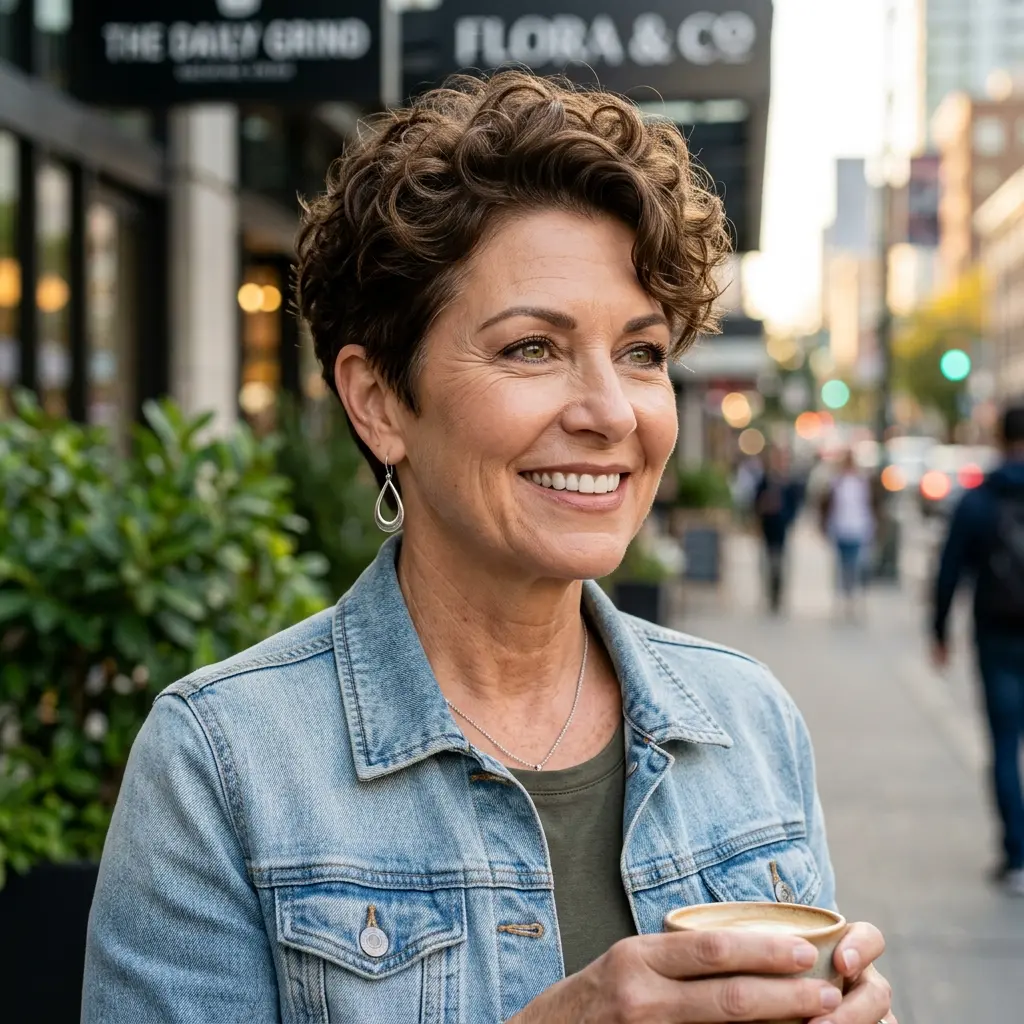 #2 Charming Curly Pixie Cut for Fine Hair