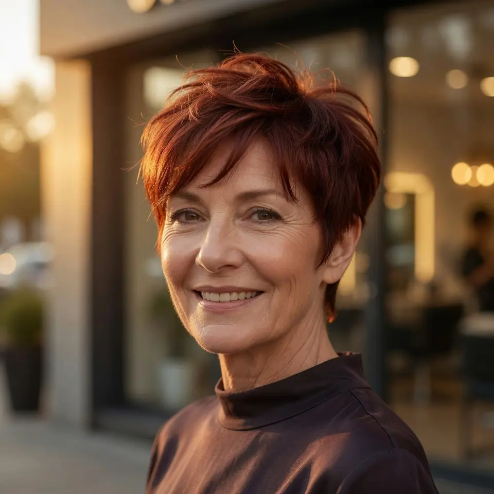 #2 Vibrant Copper Feathered Pixie with Airy Crown Lift