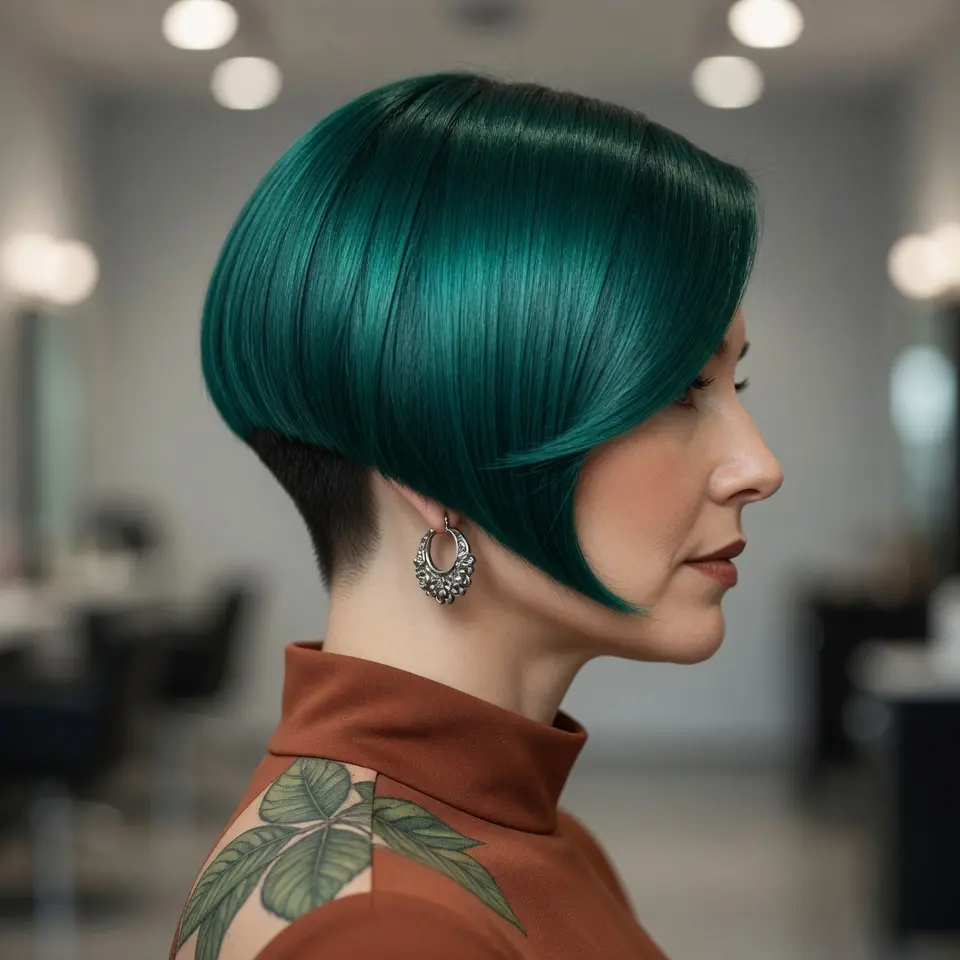 #22 Edgy Emerald Green for Older Woman