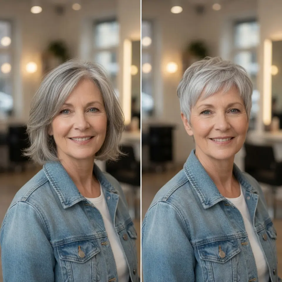 #3 Short Silver Pixie with Tapered Nape and Face-Framing Fringe