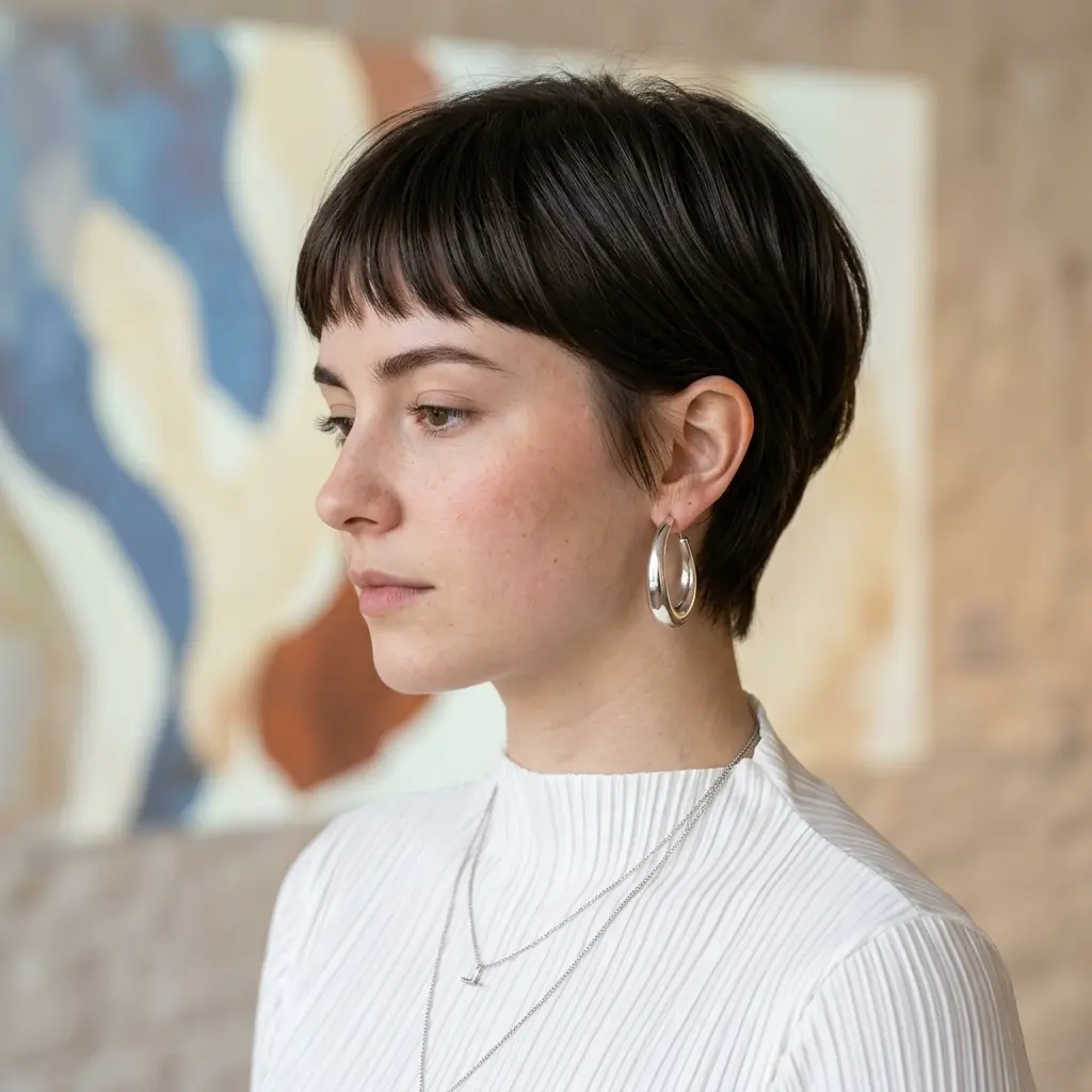 #3 Short Rounded Pixie with Micro Fringe and Soft Nape Taper