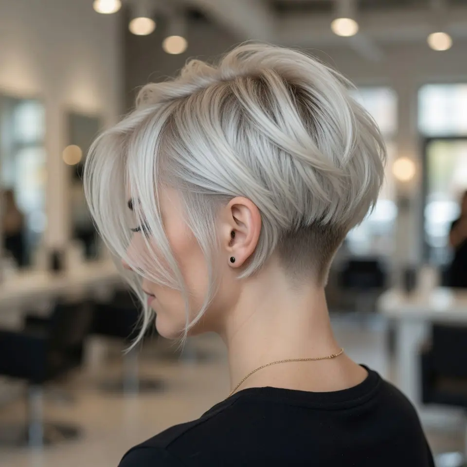 #3 Modern, Messy Shaved Undercut Bob