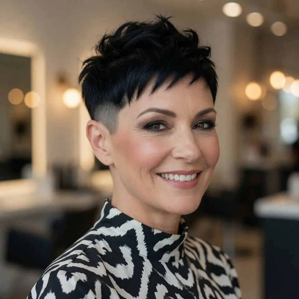 #3 Short Black Pixie with Shaved Sides