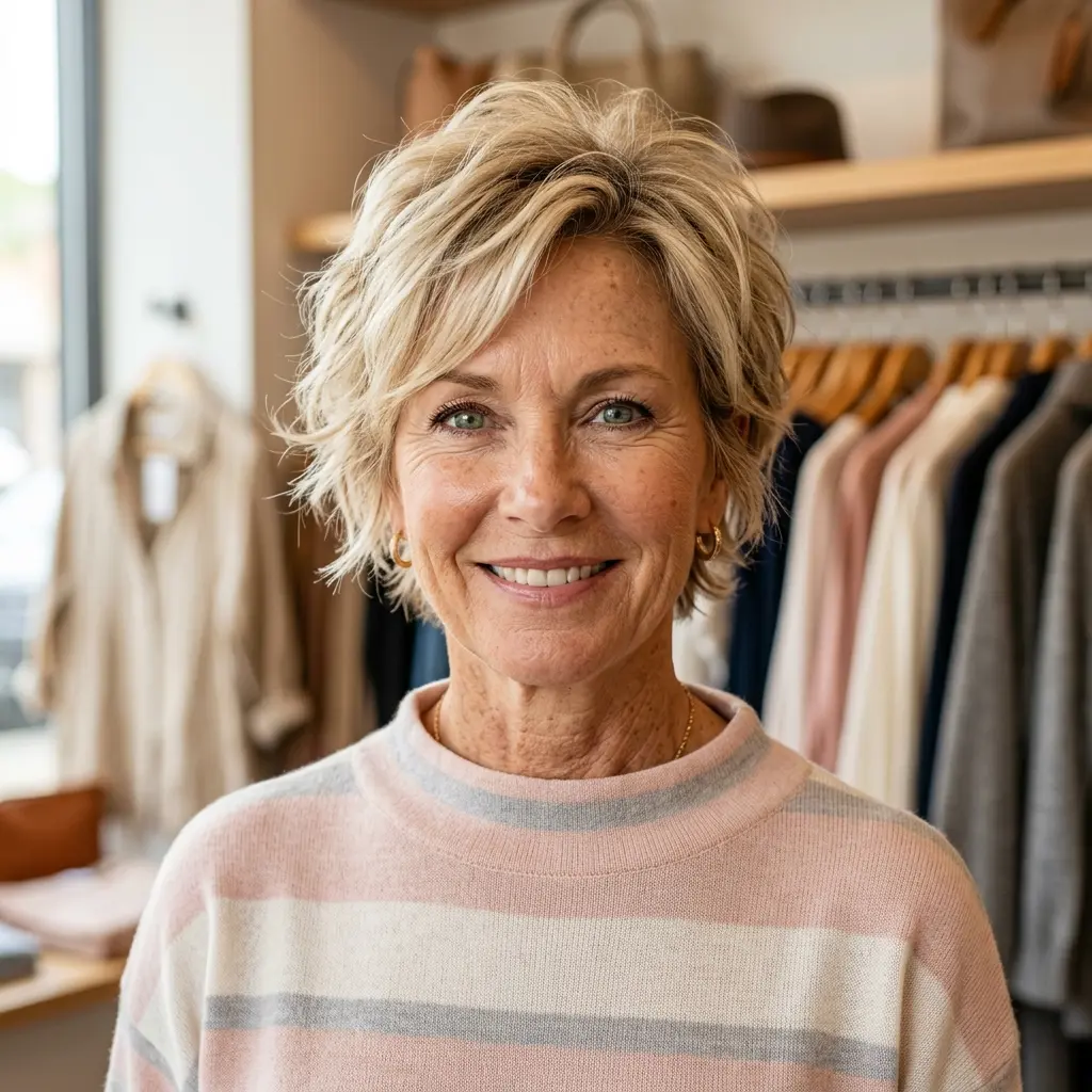 #4 Short Textured Blonde Pixie Shag with Asymmetrical Face-Framing Layers