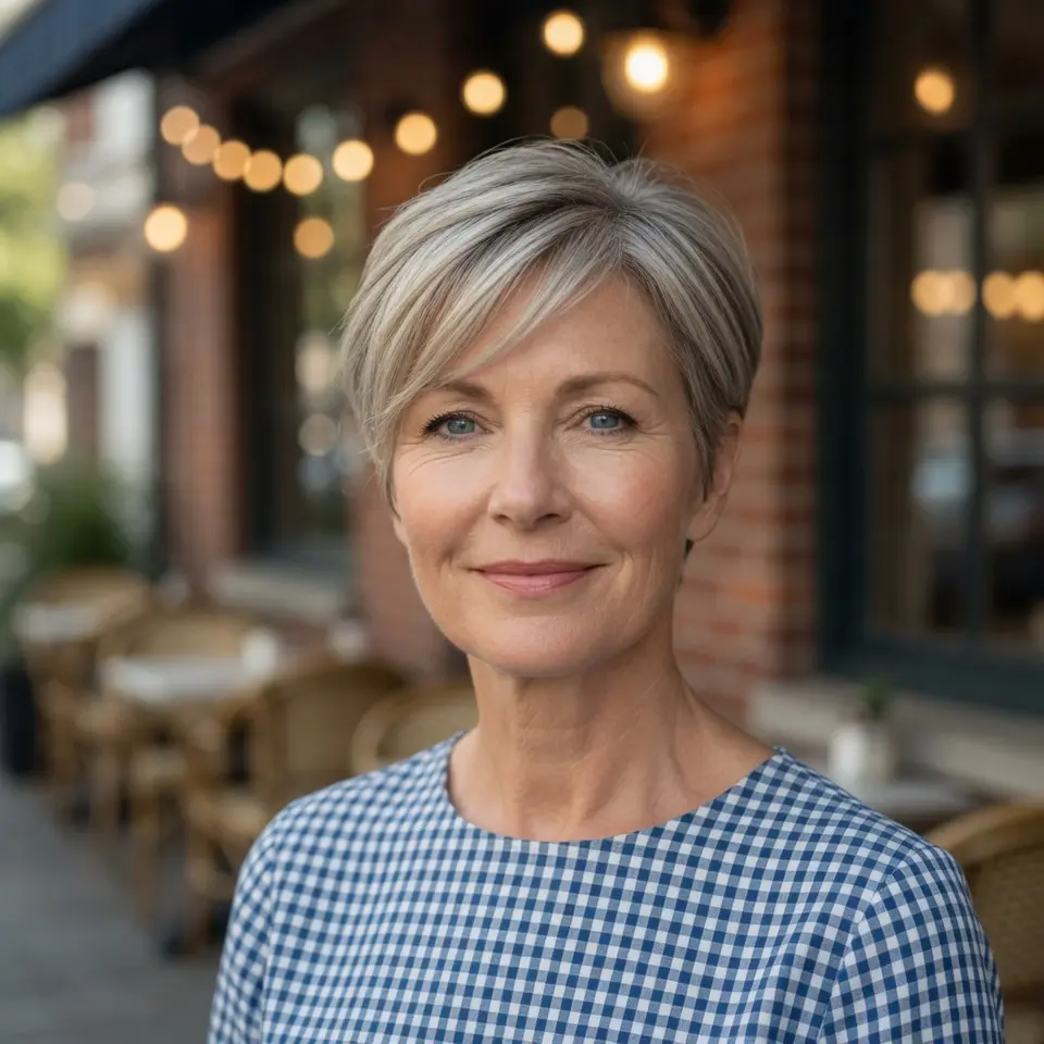 #4 Silver Textured Long Pixie with Soft Side Sweep