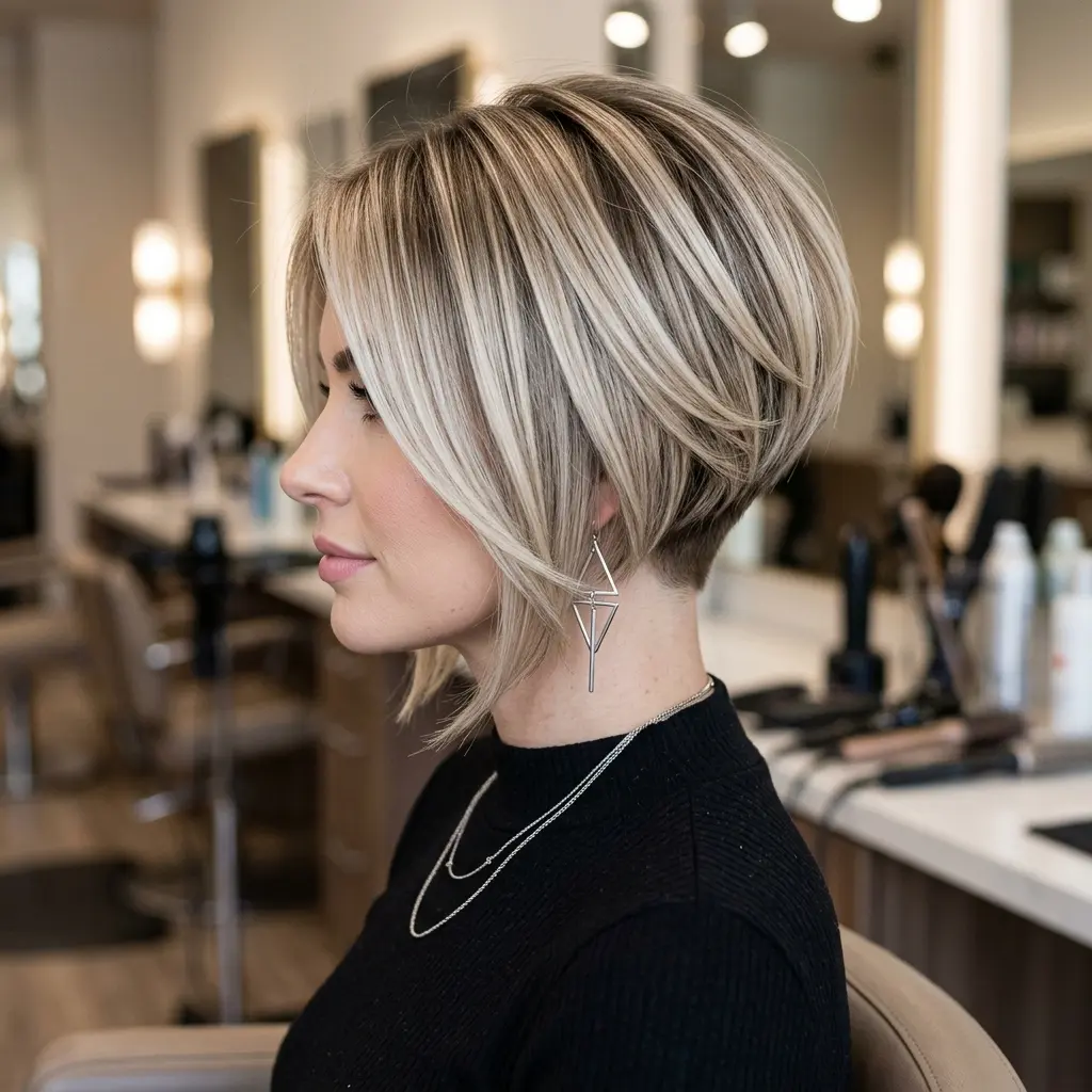 #4 Stylish Angled Pixie Bob with Subtle Highlights