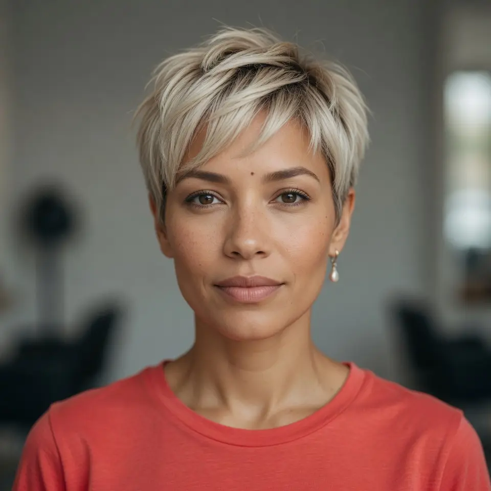 #4 Blonde and Rooted Long Pixie