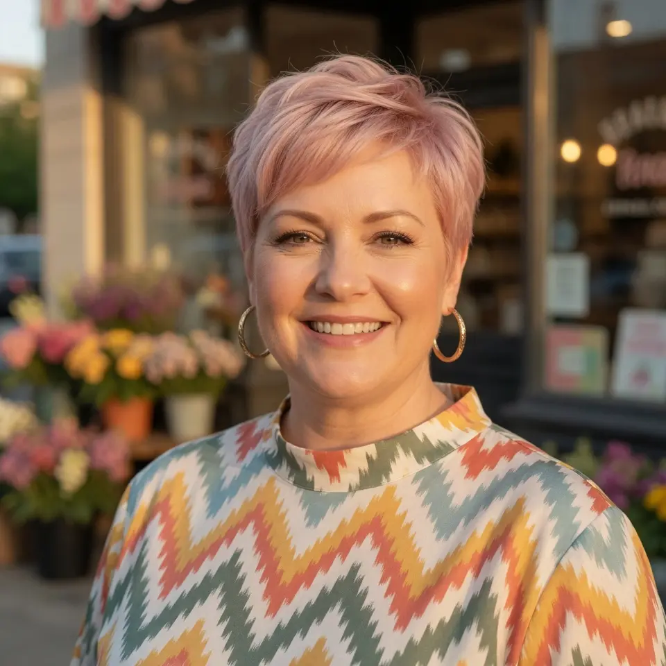 #4 Soft Blush Long Pixie with Lifted Crown and Micro Fringe