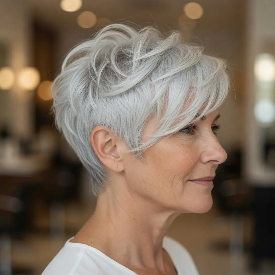 #5 Textured Platinum Pixie Cut