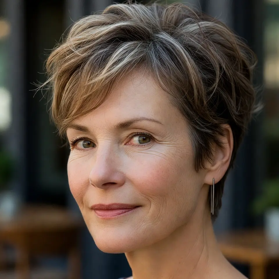 #6 Sun-Kissed Tousled Pixie Shag with Tapered Nape