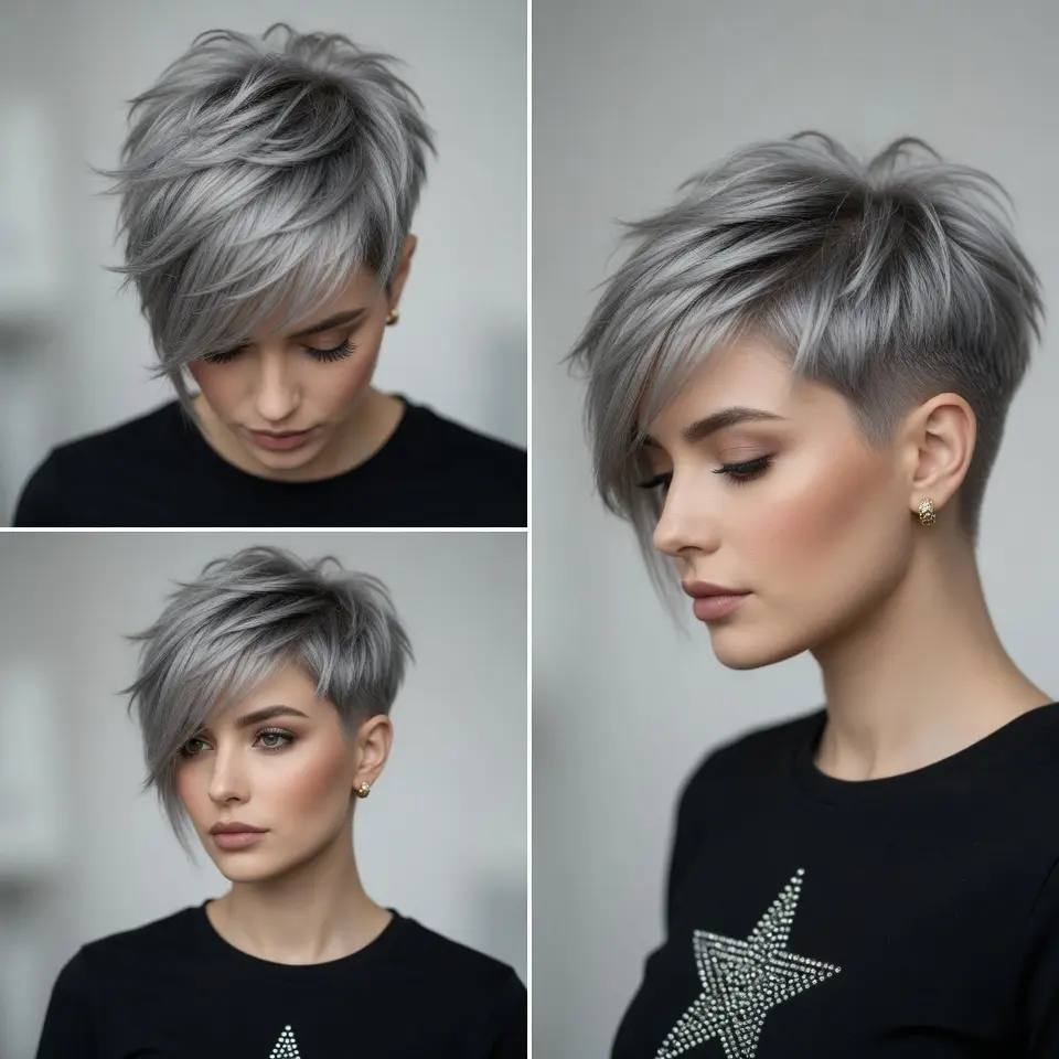 #6 Metallic Steel Textured Pixie