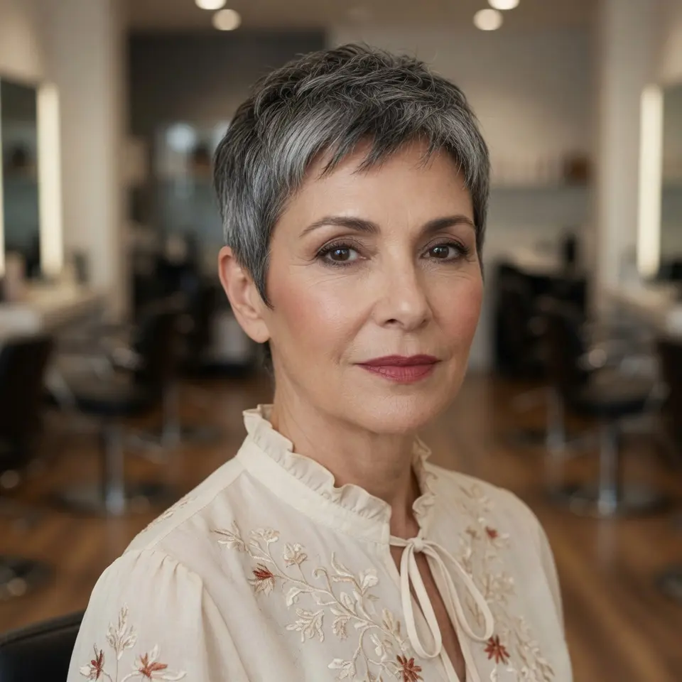 #6 Very Short Pixie with Grey Balayage