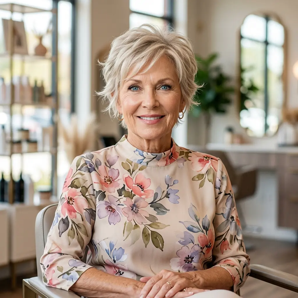 #6 Soft Wispy Champagne-Blonde Pixie with Lifted Crown