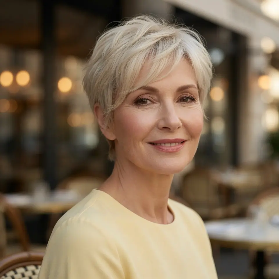 #7 Chic Ivory-Blonde Textured Layered Pixie