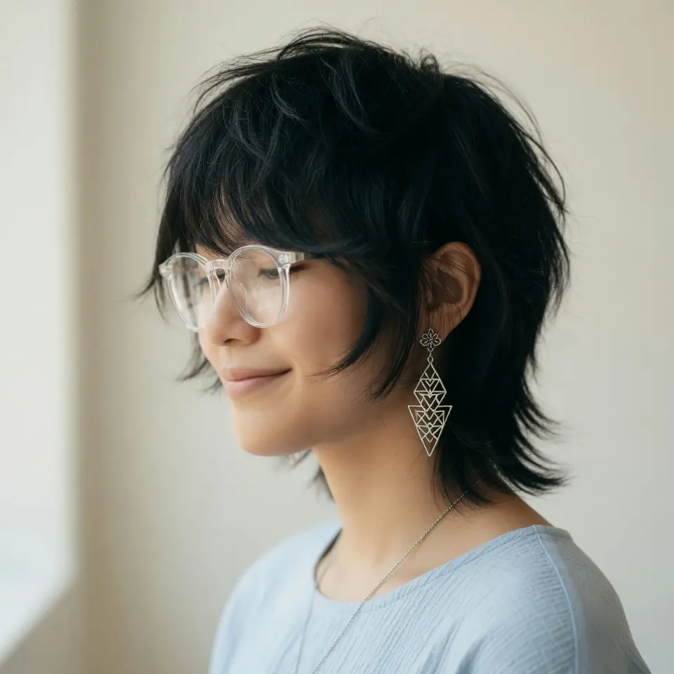 #7 Glasses-Friendly Tousled Long Pixie with Nape Flip