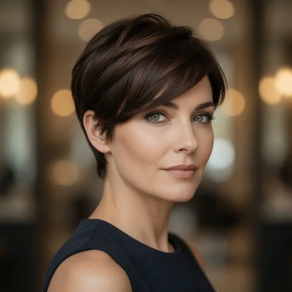 #7 Sweeping Brunette Long Pixie