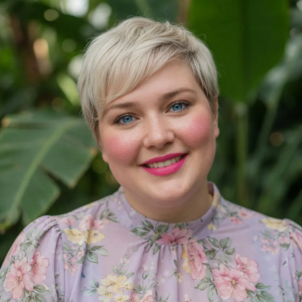#7 Textured Blonde Long Pixie with Side-Swept Fringe and Root Depth