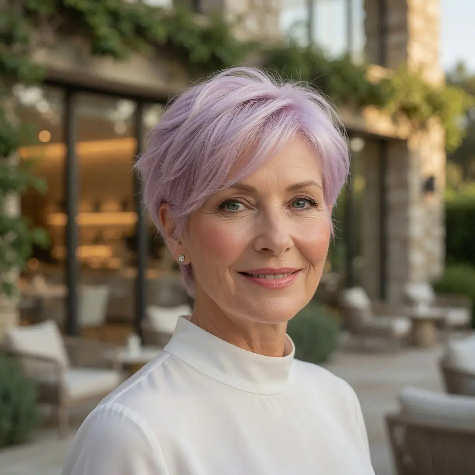 #8 Pastel Lilac Feathered Pixie with Soft Crown Lift
