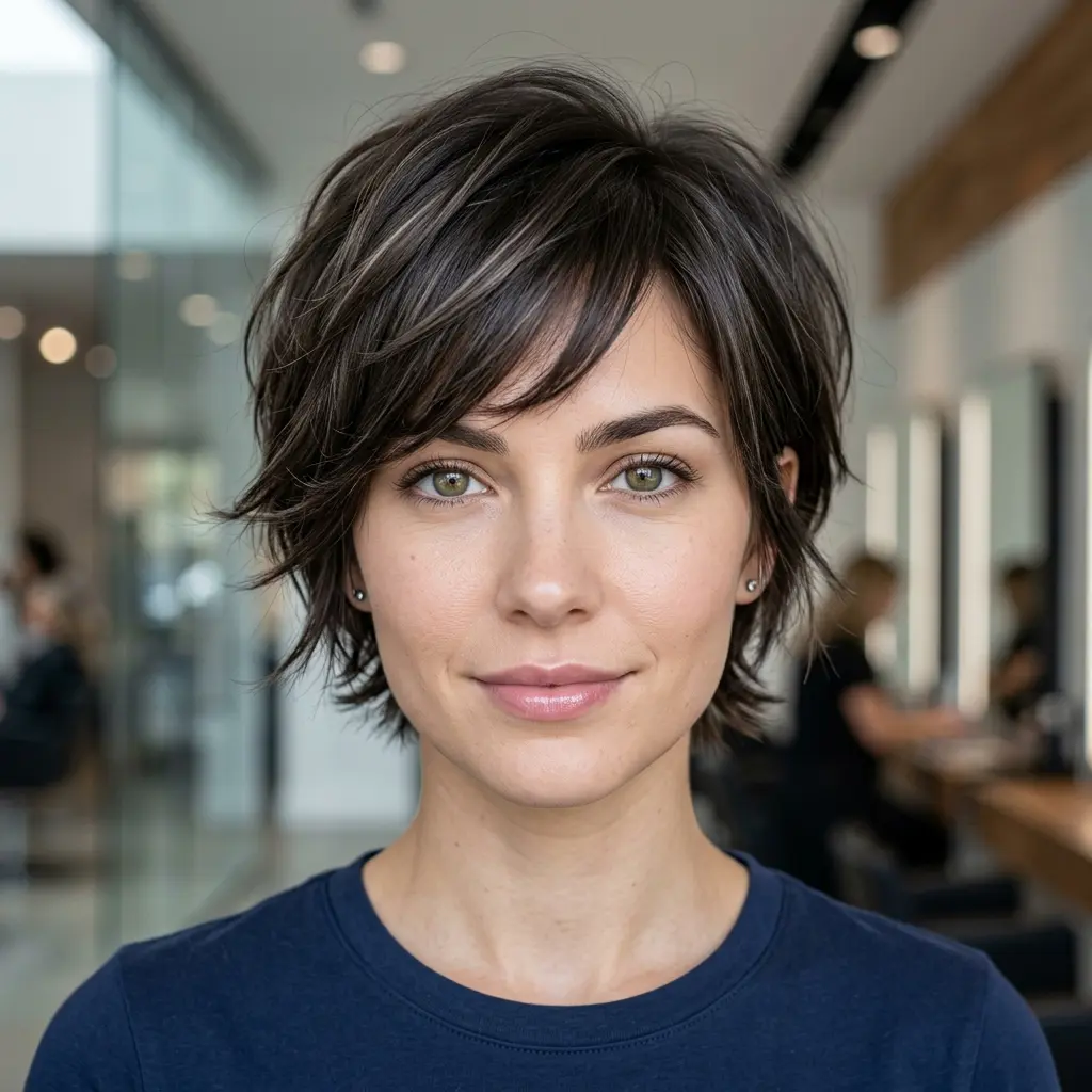 #8 Dark Ash Brown Layered Lixie Cut